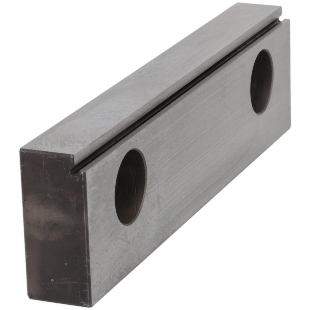 Kurt Vise Jaw: 5.97" Wide, 1.6350" High, 0.7250" Thick, Step 09211665 close-up perspective showing the jaw thickness, precision-machined edges, and durable steel construction.