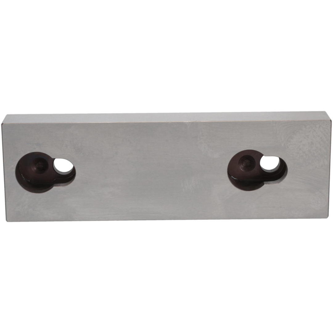 Kurt Vise Jaw: 5.97" Wide, 1.8800" High, 0.7250" Thick, Flat 09219742 front view showing a precision-machined flat vise jaw with mounting holes for secure installation and accurate workpiece clamping.