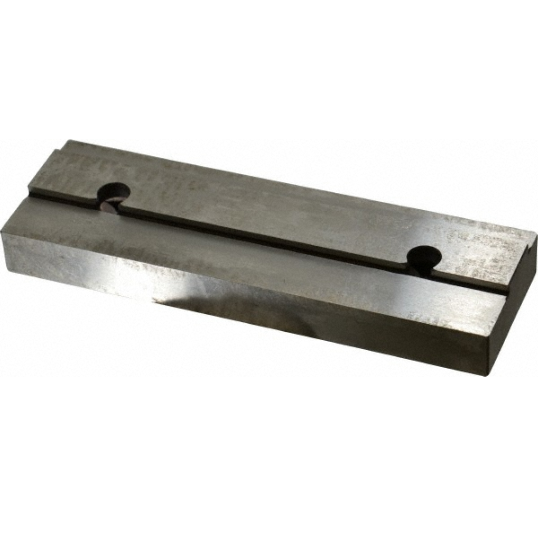 Kurt Vise Jaw: 5.97" Wide, 1.8800" High, 0.7350" Thick, Double Step 09219684 precision-machined double-step vise jaw featuring durable steel construction and dual-step gripping surfaces designed for enhanced workholding versatility and accurate machining operations.