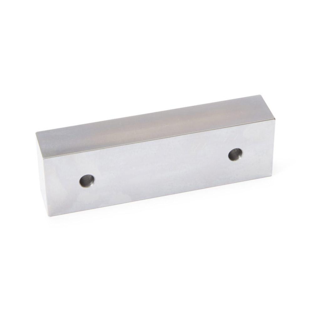 Kurt Vise Jaw: 5.97" Wide, 1.8800" High, 1.1250" Thick, Flat 09219726 angled side view highlighting the flat jaw profile, precision-ground surfaces, and robust construction designed for accurate clamping and repeatable machining operations.