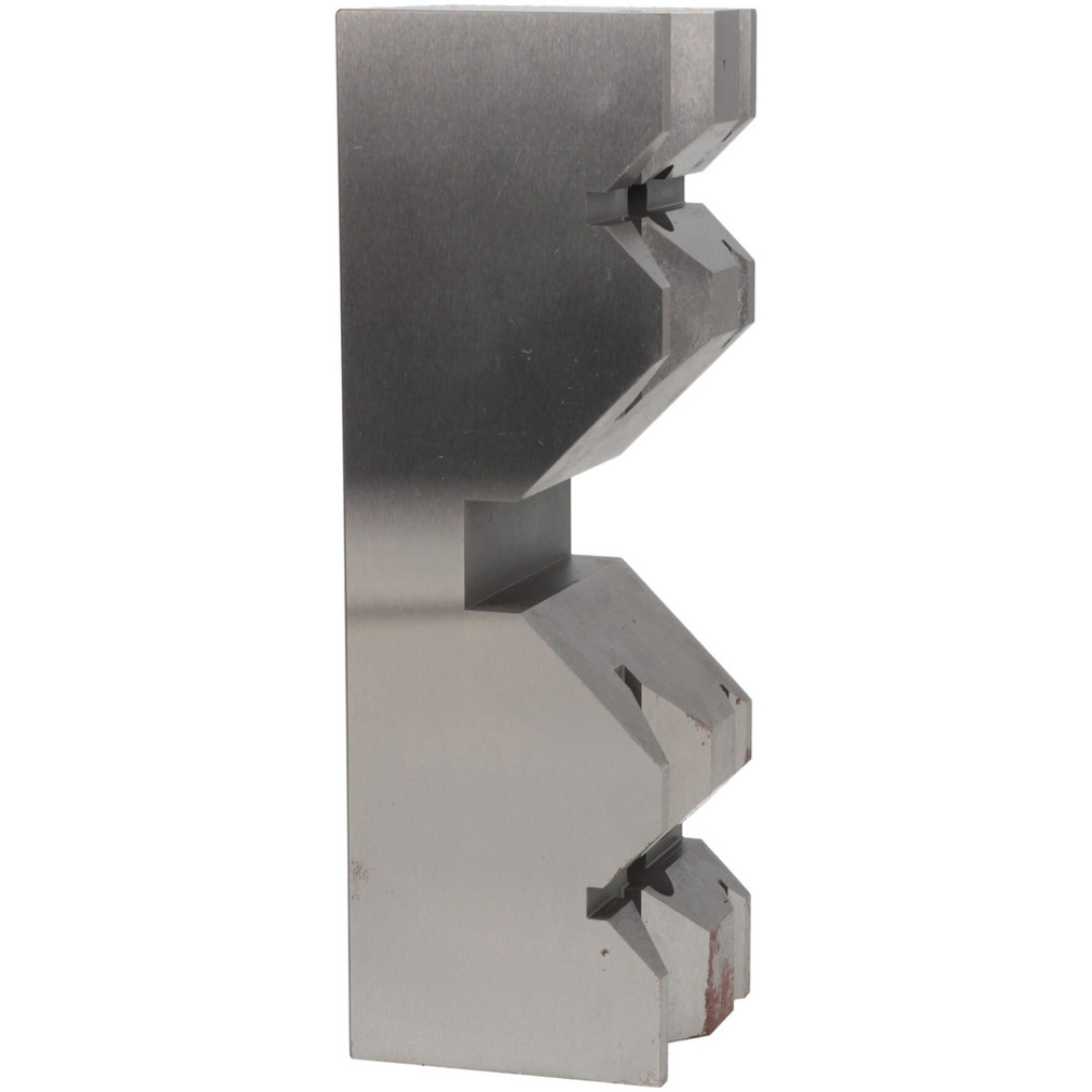 Kurt Vise Jaw: 5.97" Wide, 1.8800" High, 1.8750" Thick, V-Groove 09219767 close-up perspective showing the serrated V-groove gripping profile engineered for secure clamping of cylindrical and non-standard workpieces.