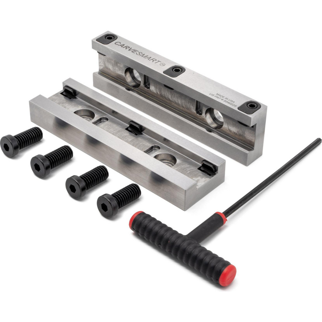 Kurt Vise Jaw: 6.00" Wide, 0.5000" Thick, Flat 55537922 precision flat vise jaw kit with 6-inch width, 0.5-inch thickness, mounting hardware, and installation tool designed for secure workholding and machining applications.