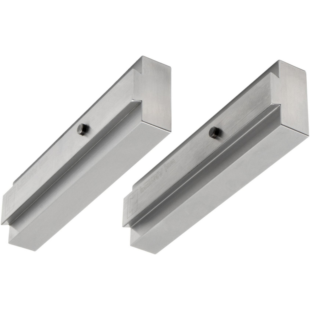Kurt Vise Jaw: 6.00" Wide, 1.0000" Thick, Flat 55538177 industrial vise jaw set shown in angled view, designed for secure clamping performance, precise alignment, and long-lasting use in milling and metalworking environments.