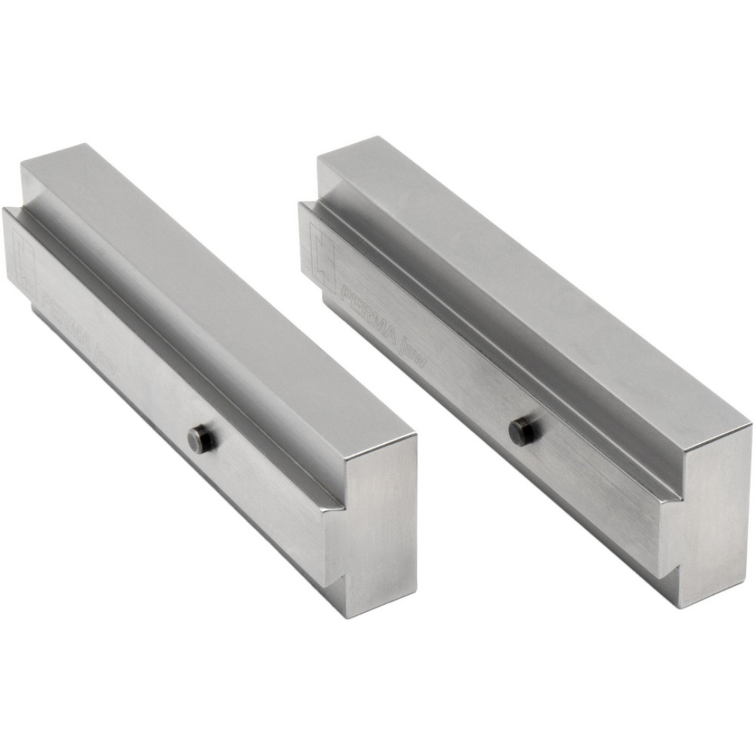Kurt Vise Jaw: 6.00" Wide, 1.0000" Thick, Flat 55538177 precision-machined replacement vise jaws shown in front view, featuring flat jaw faces and durable steel construction for accurate workholding and machining applications.