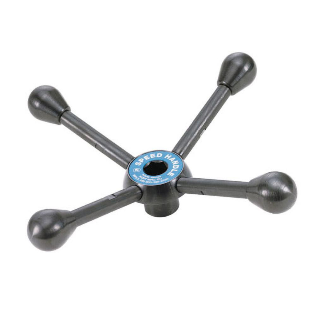 Kurt Vise Jaw Accessory: Handle 09215161 precision-machined replacement handle for Kurt vises, engineered with a durable four-arm configuration to provide balanced leverage and consistent clamping control.