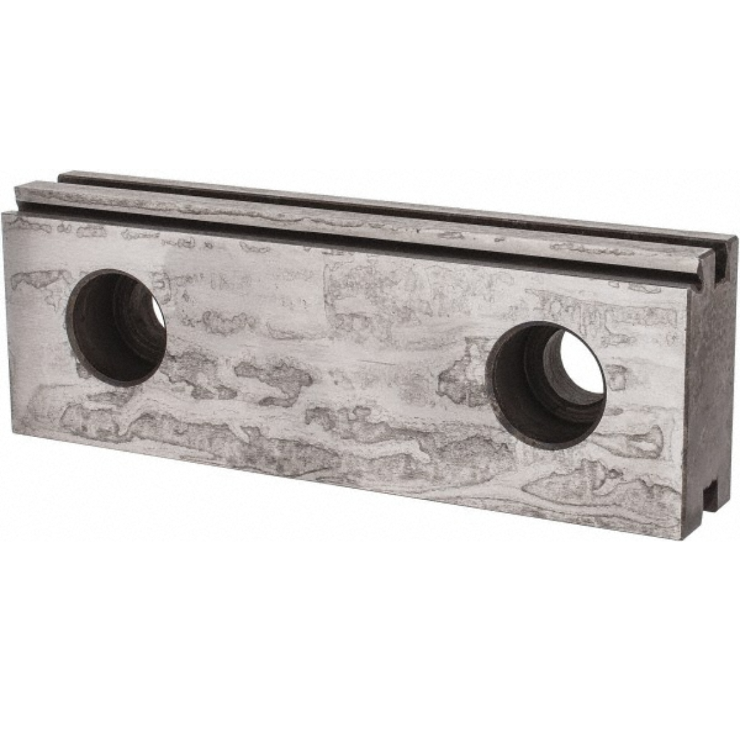 Kurt Vise Jaw Accessory: Jaw Plate D40-316 precision-machined steel jaw plate with dual mounting holes, engineered for secure clamping performance and reliable workholding in compatible Kurt vise systems.