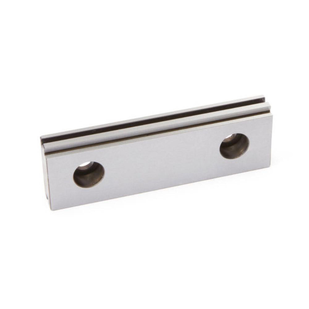 Kurt Vise Jaw Accessory: Jaw Plate D60-316 side-angle view showing precision mounting holes, smooth machined surfaces, and robust steel jaw plate design for Kurt vise compatibility.