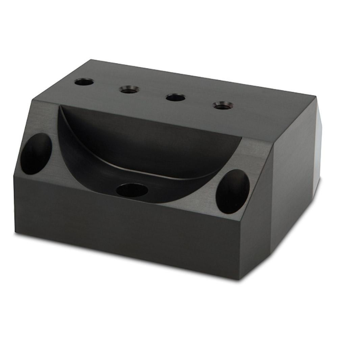 Kurt Vise Jaw Accessory: Riser SCMX250-RISERKIT side-angle view showing rigid riser block design, precision mounting features, and stable support structure for compatible Kurt workholding systems.