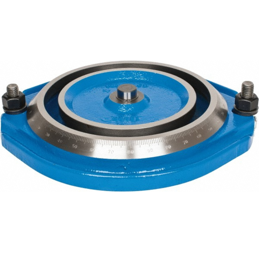 Kurt Vise Jaw Accessory: Swivel Base 09215252 precision vise accessory shown in front view, featuring a heavy-duty swivel base design for accurate vise positioning, angular adjustment, and enhanced machining flexibility.