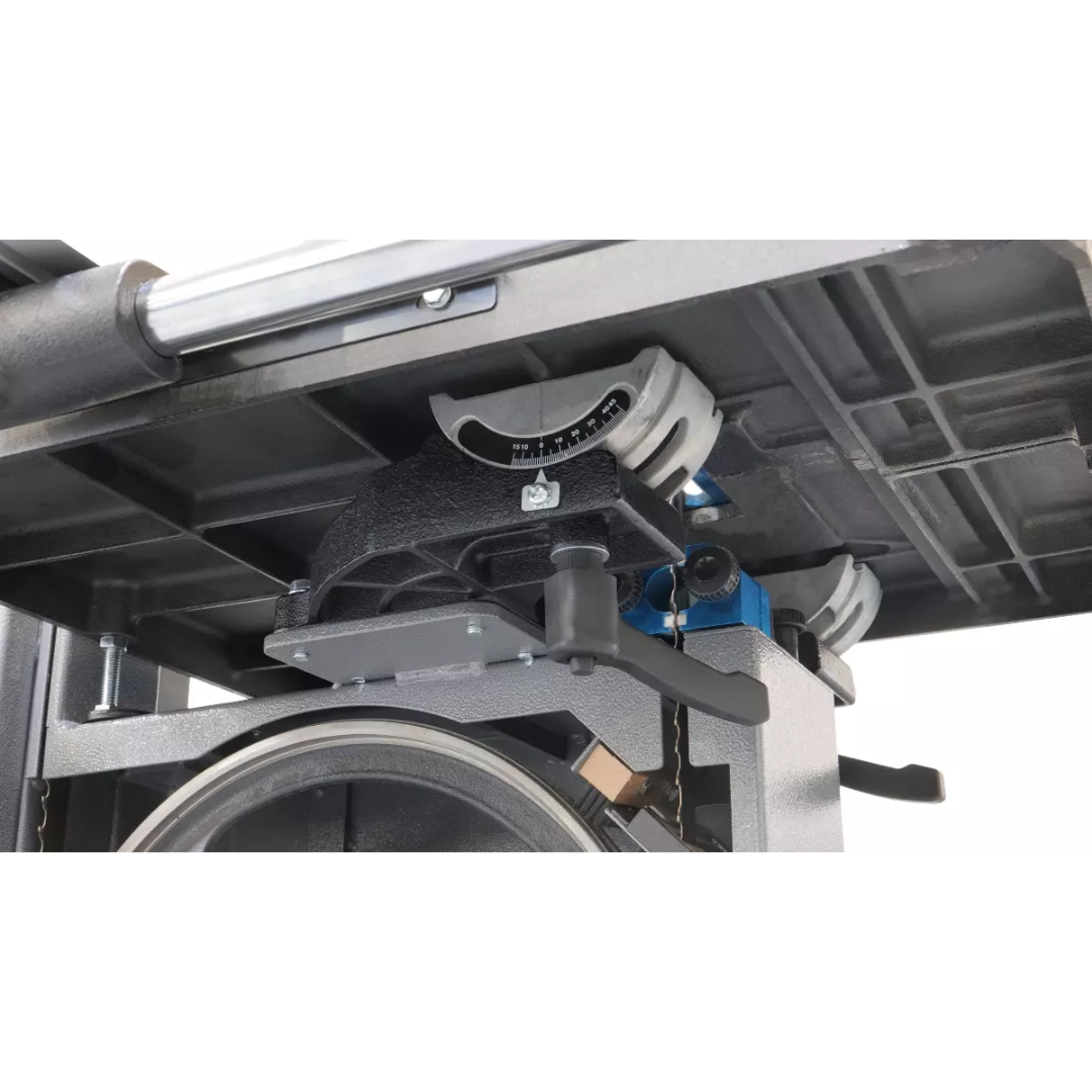 Laguna 14|CX Bandsaw MB14CX underside table and trunnion mechanism for tilt adjustment