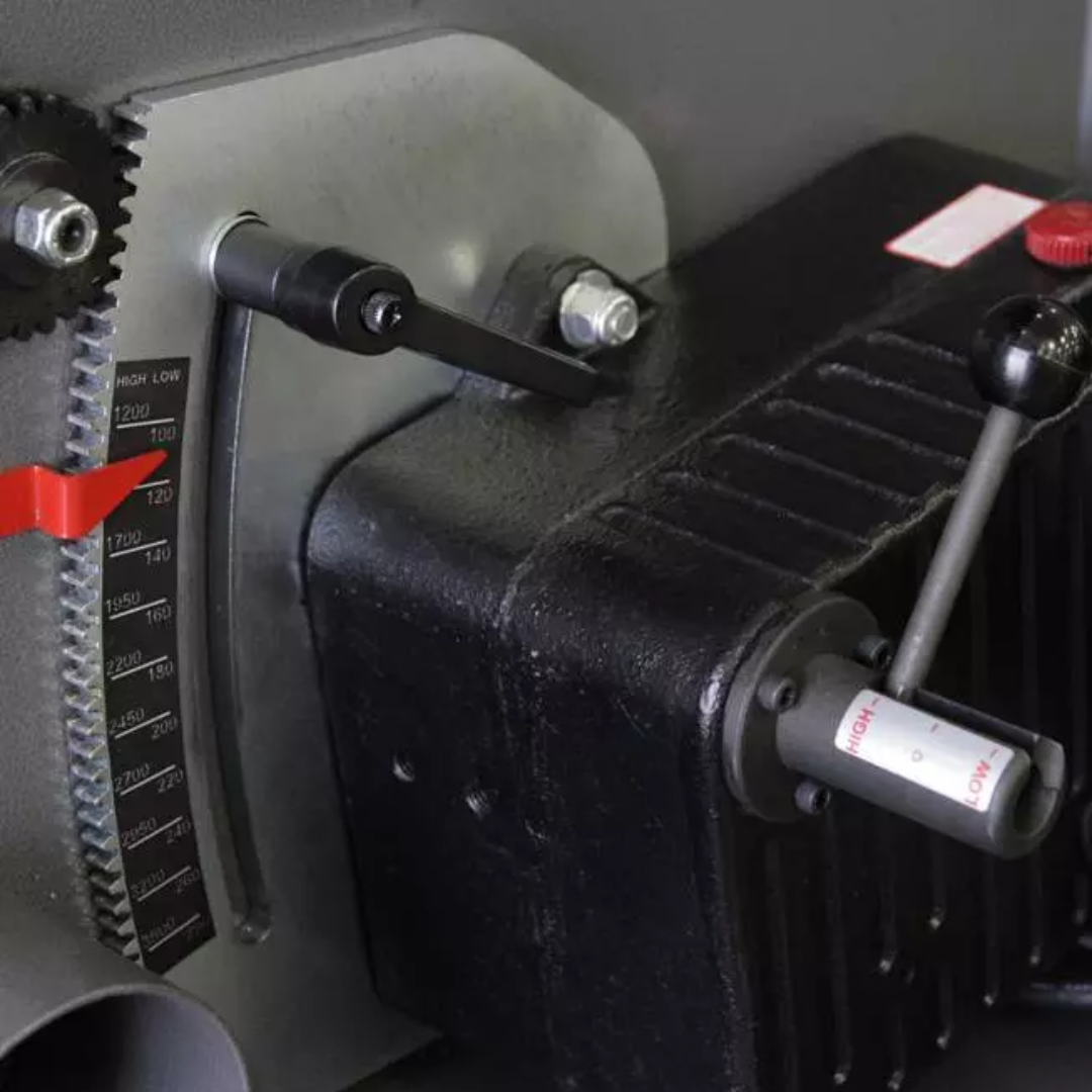 Laguna 18|CX Bandsaw MBAND18CX110175 motor housing and rear drive configuration