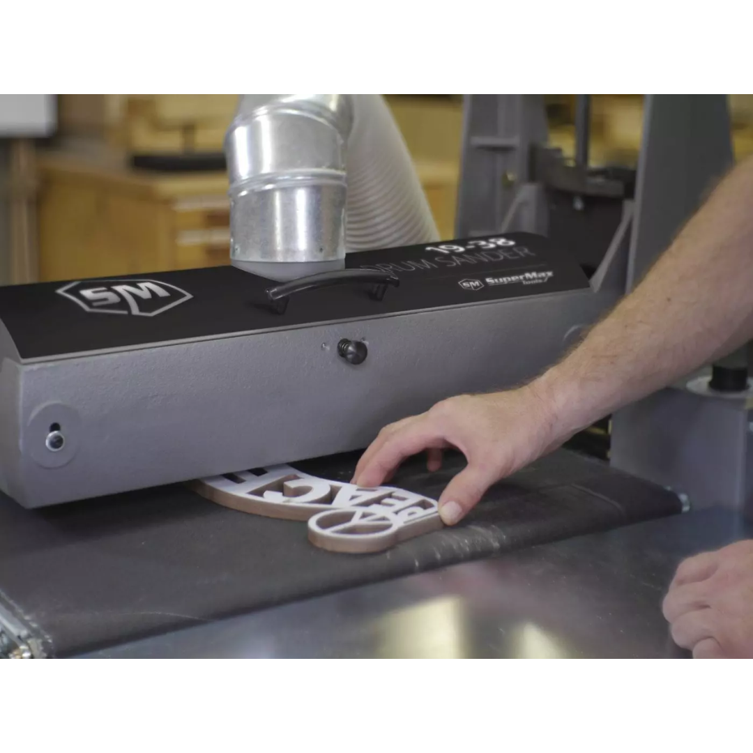 Laguna 19-38 Drum Sander SUPMX-71938-D sanding flat stock for smooth surface finishing and thickness consistency