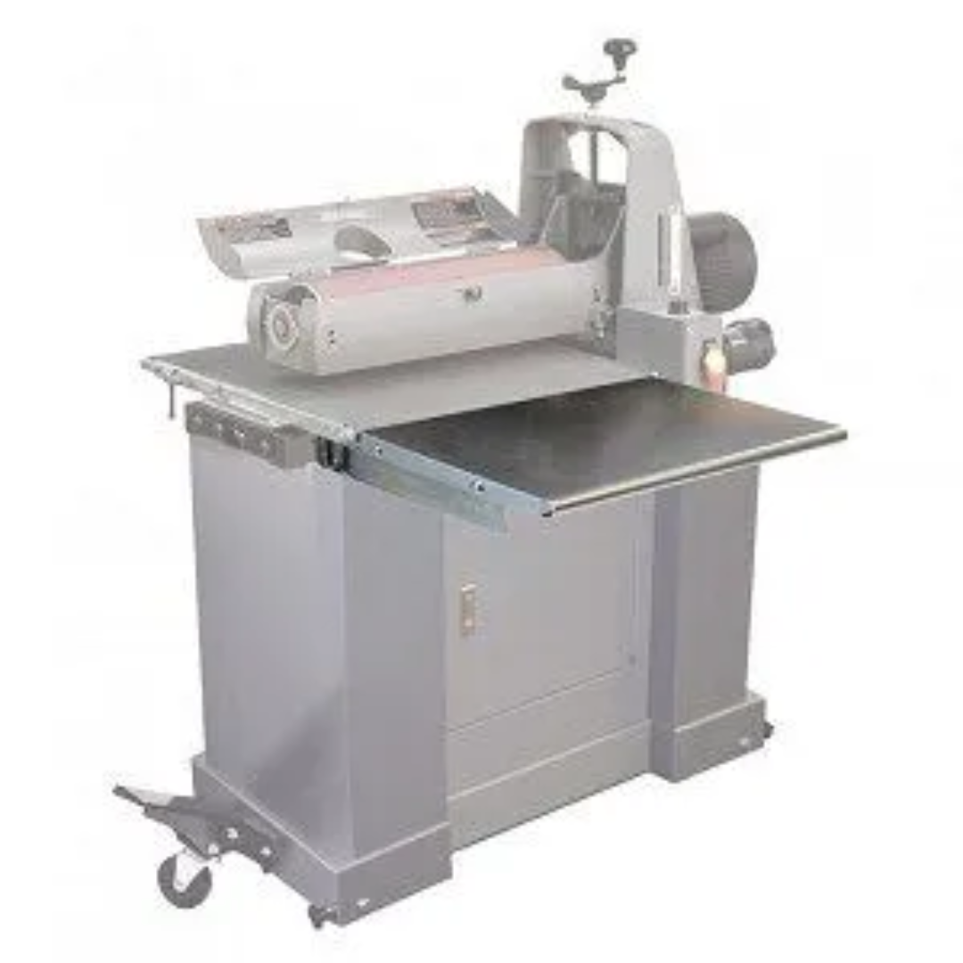 Laguna 25-50 IN/OUTFEED FOLDING TABLES FOR CLOSED STAND ONLY SUPMX-71938-7F-CL mounted on closed-stand drum sander to provide extended support for long workpieces