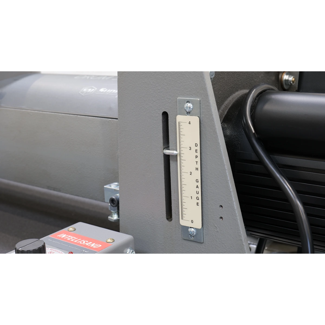 Laguna 25-50 Sander w/ Open Stand SUPMX-72550-OP rear lower frame and drive system detail showing robust construction