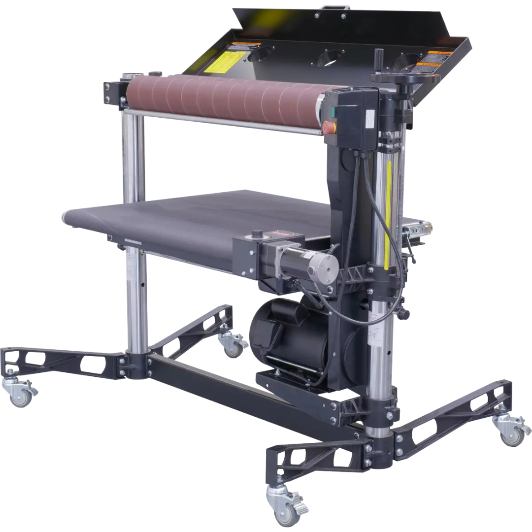 Laguna 37×2 Double Drum Sander SUPMX-937003 full machine view showing heavy-duty frame, conveyor system, and mobile base