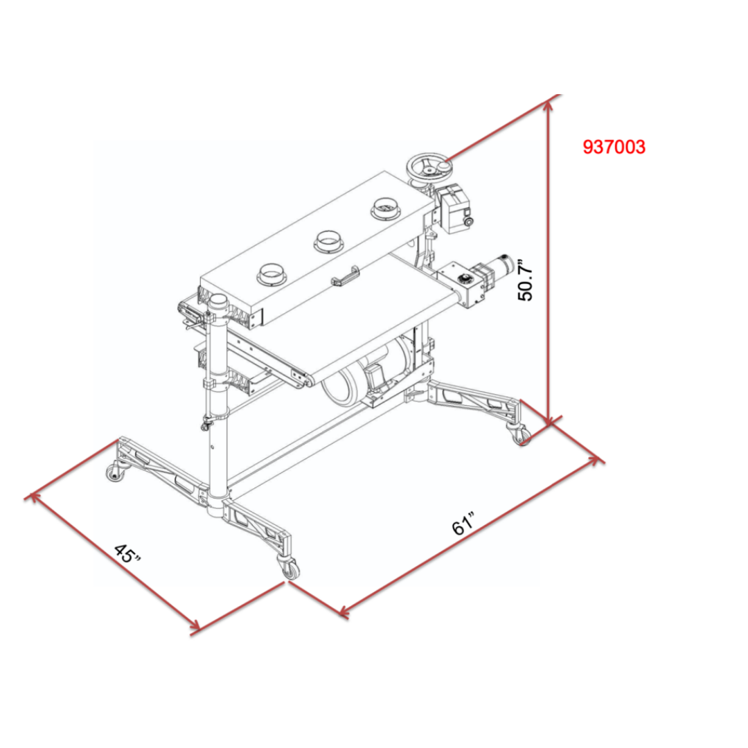 Laguna 37×2 Double Drum Sander SUPMX-937003 technical diagram with dimensions and layout for shop planning