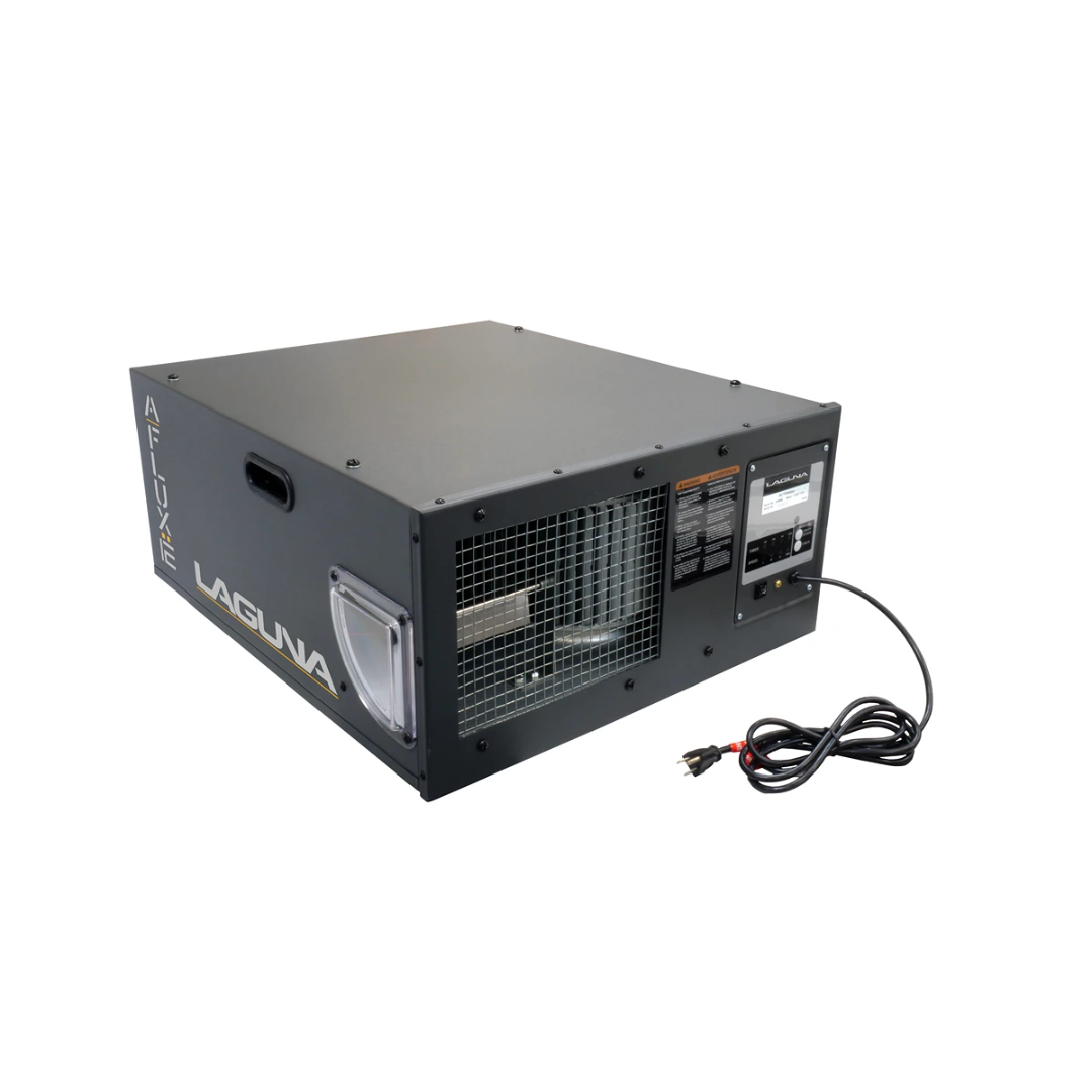 Laguna A|Flux: 12 SUPMX-810650 dust collector rear angle displaying power input and exhaust configuration