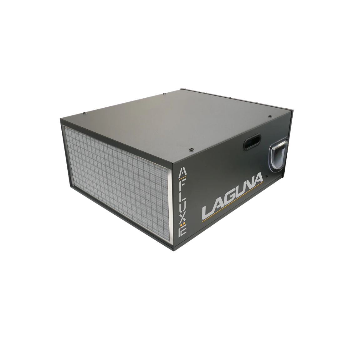 Laguna A|Flux: 12 SUPMX-810650 portable dust collector side view showing ventilation panels and durable steel enclosure