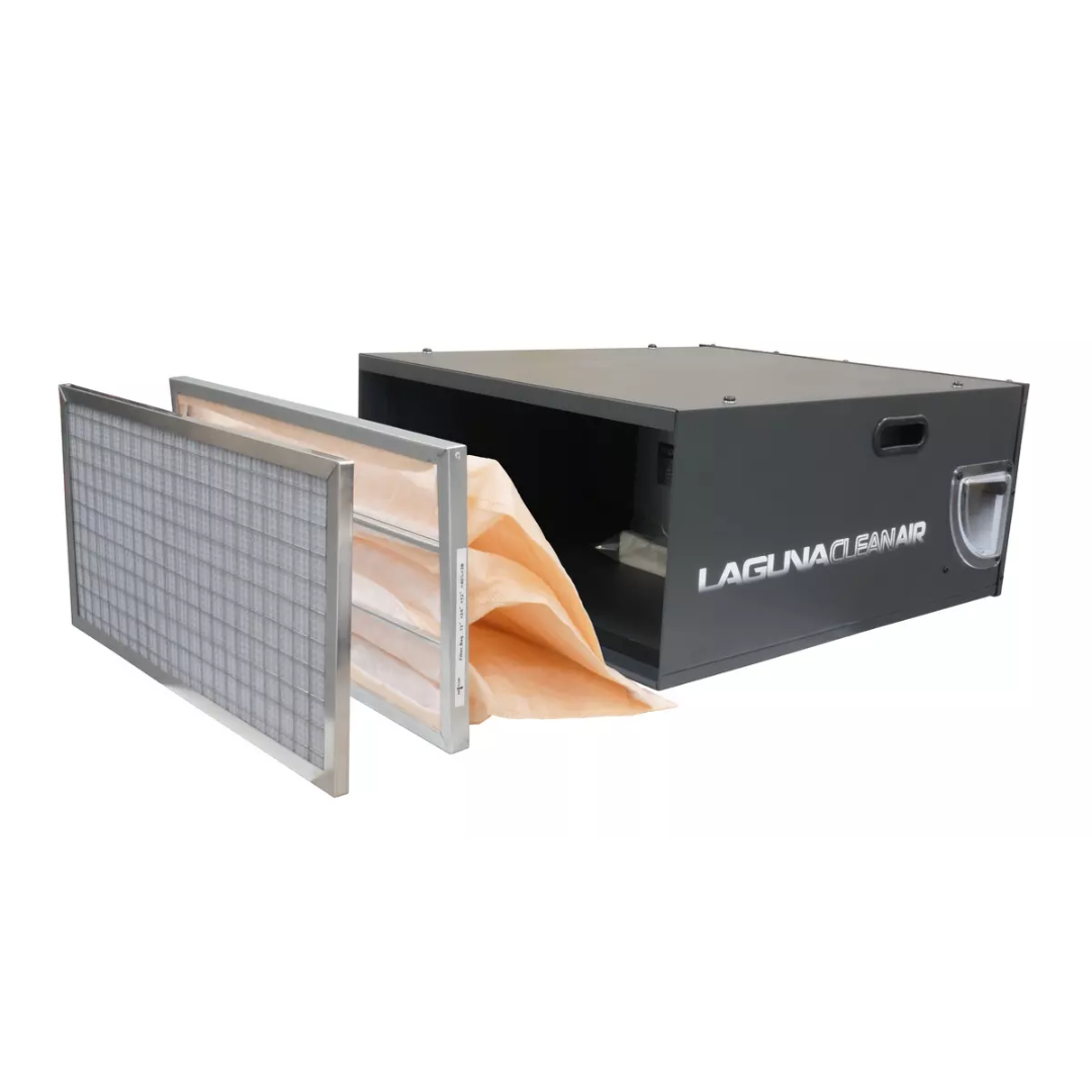 Laguna Air Filtration Unit 3-Bag Inner Filter (1-Micron) SUPMX-P-610030301 installed with outer filter in Laguna air filtration unit for fine dust capture