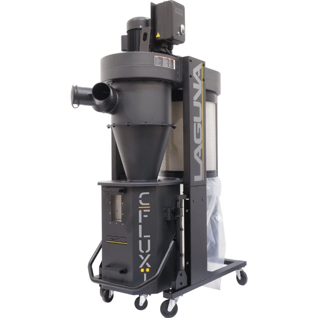 Laguna C|Flux: 1 MDCCF15110 industrial dust collector with cyclone separator and wheeled base in workshop setting