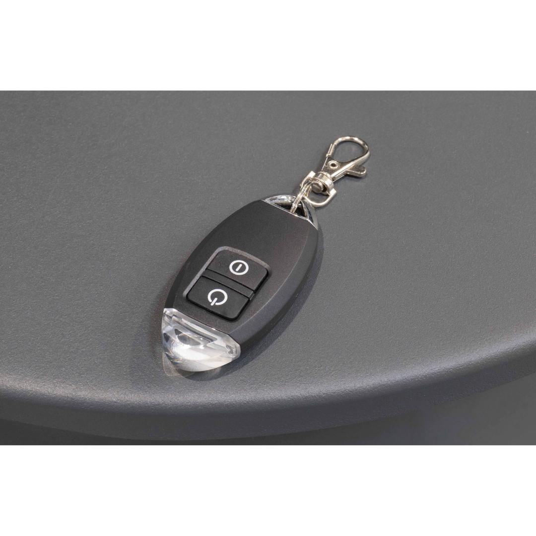 Laguna D|Flux Remote Control LAGUNACR handheld keychain remote designed for convenient operation of Laguna D|Flux systems

Laguna D|Flux Remote Control LAGUNACR close-up of durable remote with on/off buttons and clip attachment for easy access