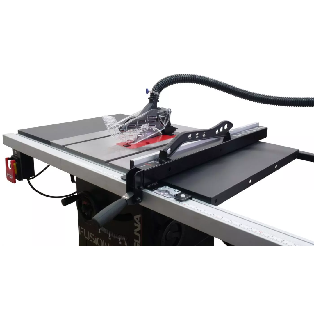 Laguna F1 Fusion Tablesaw MTSF132110150-0130 angled view highlighting cast iron table and fence rails