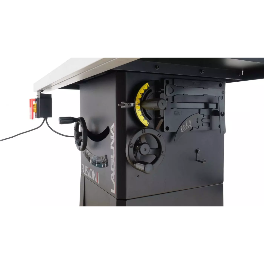 Laguna F1 Fusion Tablesaw MTSF132110150-0130 control panel and fence adjustment close-up