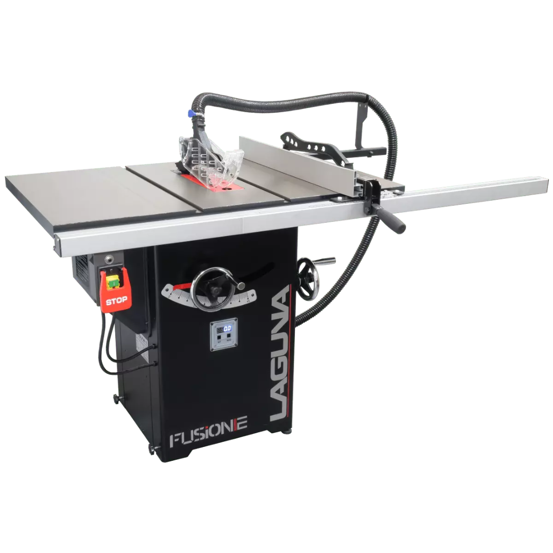 Laguna F2 Fusion Tablesaw MTSF236110175-0130 cabinet table saw front view with precision fence and blade guard