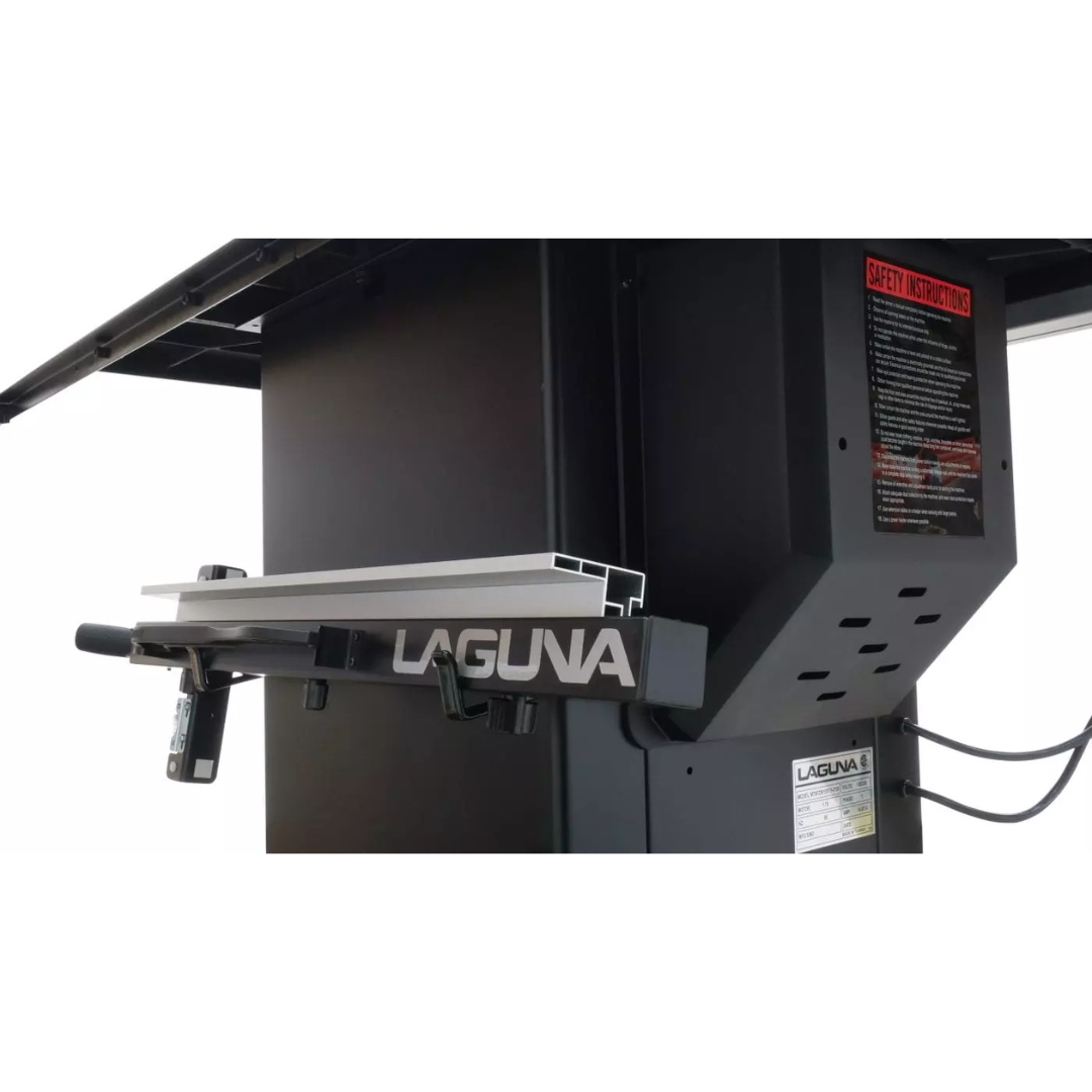 Laguna F2 Fusion Tablesaw MTSF236110175-0130 control panel close-up with adjustment knobs and safety switch