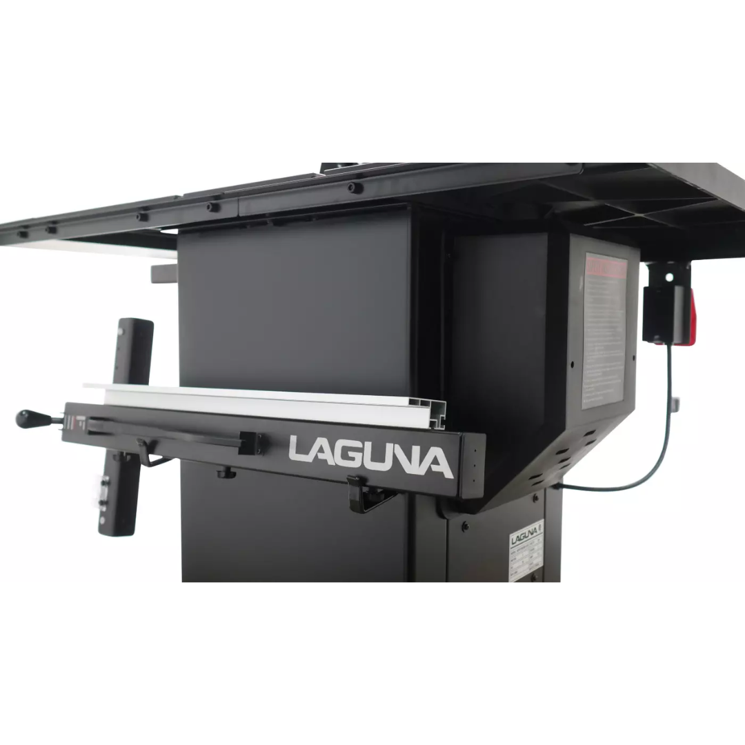 Laguna F3 Fusion Tablesaw 52″ MTSF3362203-0130-52 rear cabinet view with motor housing and dust collection port