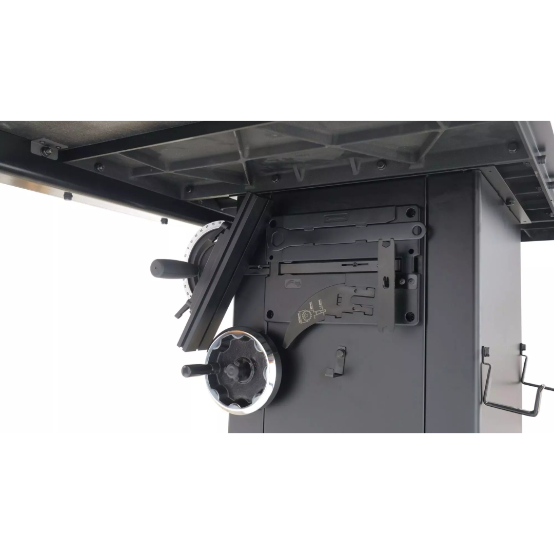 Laguna F3 Fusion Tablesaw 52″ MTSF3362203-0130-52 underside view showing cabinet-mounted trunnion and internal components