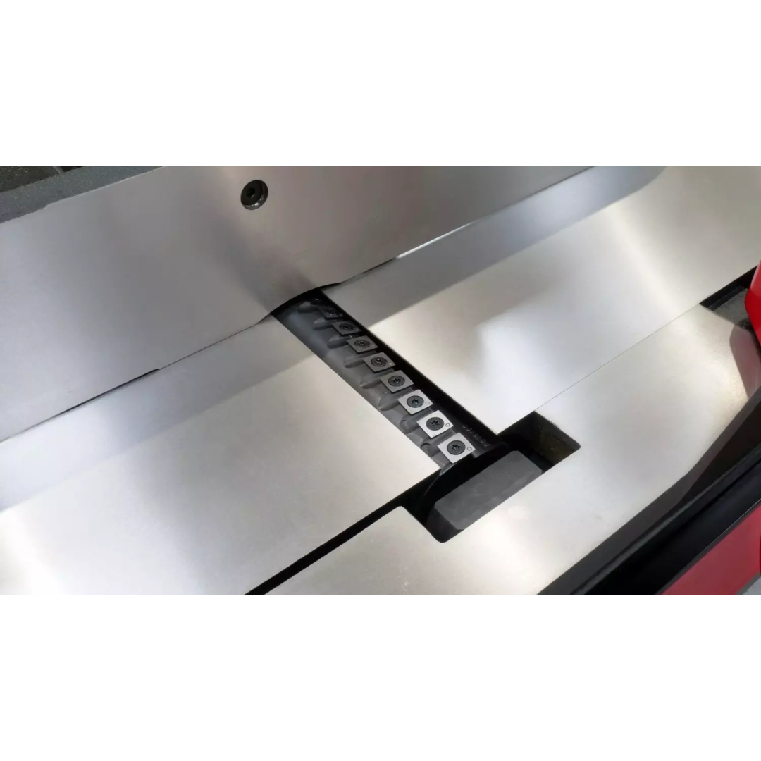 Laguna JX|8 ShearTec: II Jointer MJ8X72P-0130 angled view of fence and table surface for woodworking applications