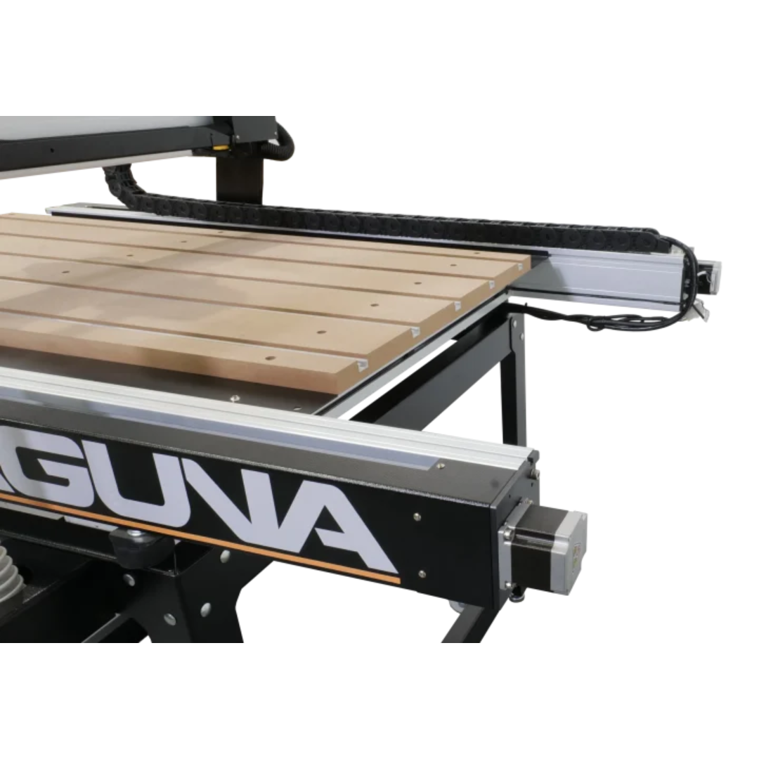 Laguna KX|24 KX2401 CNC router close-up of precision-machined bed and linear rails