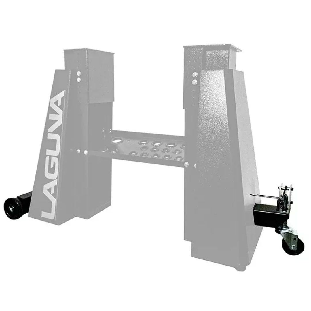 Laguna MBA14/12 wheel system components including wheels, brackets, and hardware for Laguna bandsaw compatibility