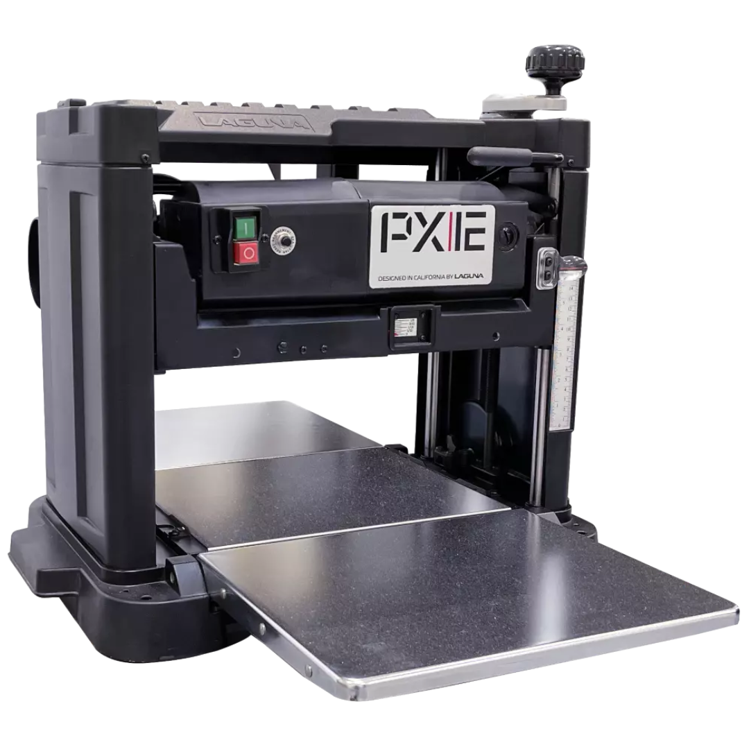 Laguna PX|12 MPLANPX12-0130-R thickness planer front view with cast iron table and adjustable cutting head