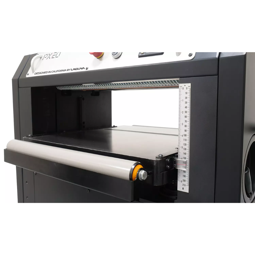 Laguna PX|20 MPLANPX20-0130 thickness planer front table and feed roller system for smooth material handling