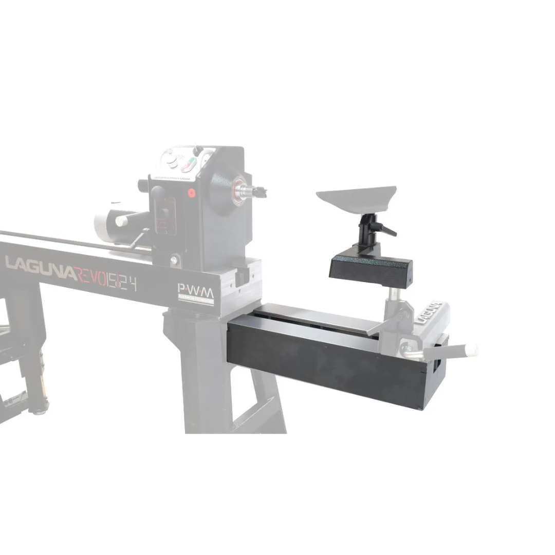 Laguna REVO 15|24 20″ extension ALAREVO1524 extension mounted on lathe bed to increase turning length and support longer workpieces