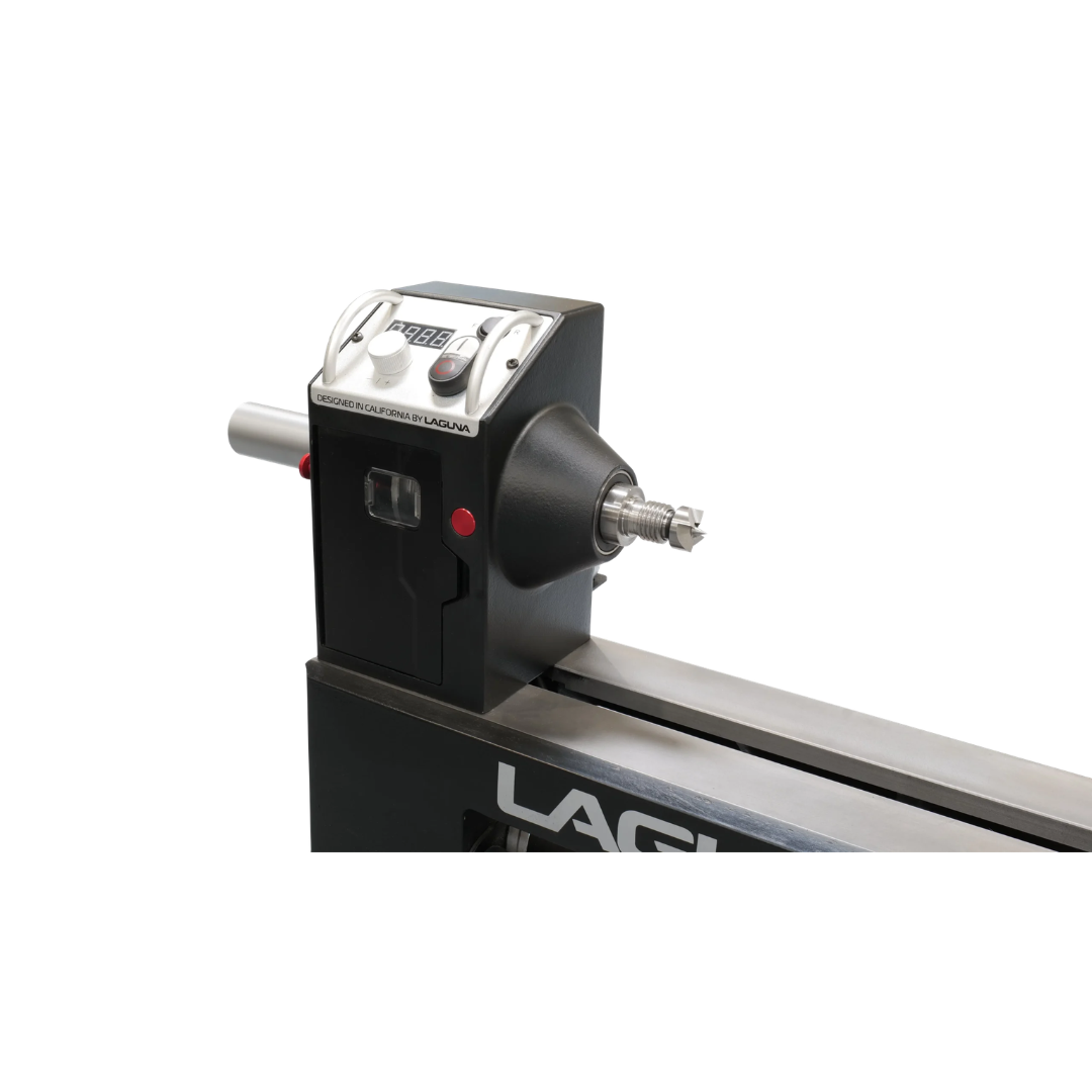 Laguna Revo 10|14 Lathe MLAREVO10A close-up of headstock and spindle assembly with precision controls