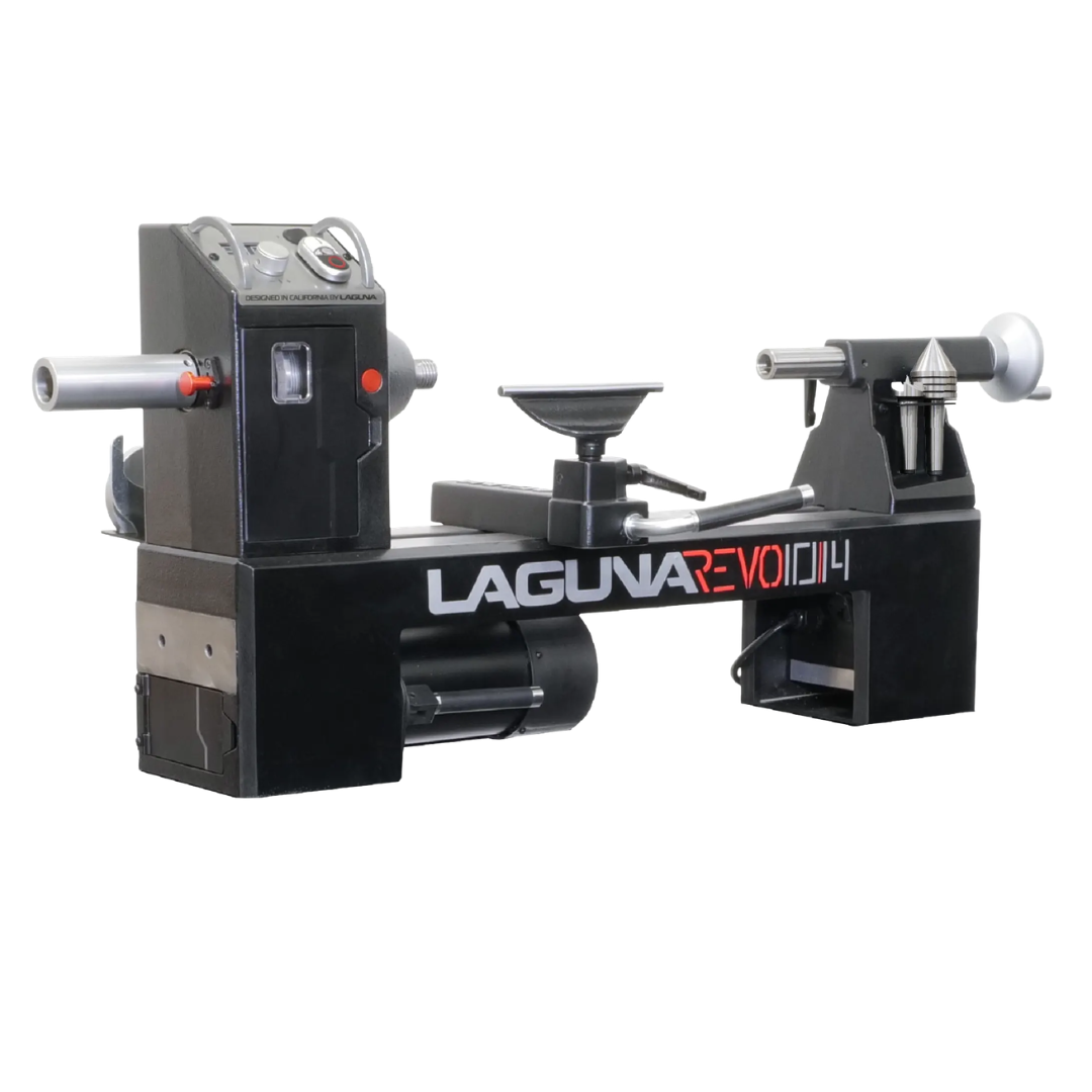 Laguna Revo 10|14 Lathe MLAREVO10A side profile showing motor housing and control panel positioning
