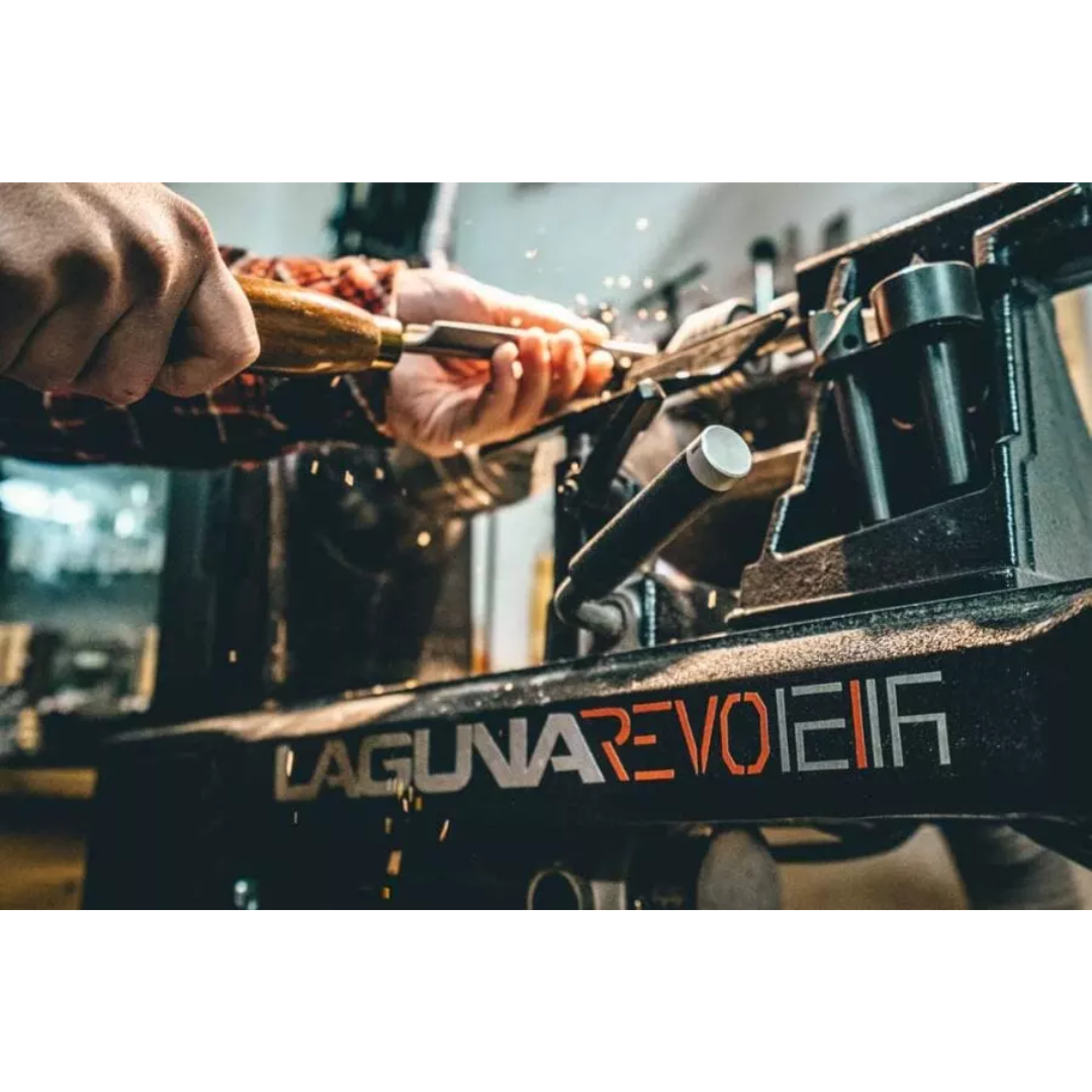 Laguna Revo 12|16 Lathe MLAREVO1216EVS spindle and chuck area close-up highlighting turning versatility