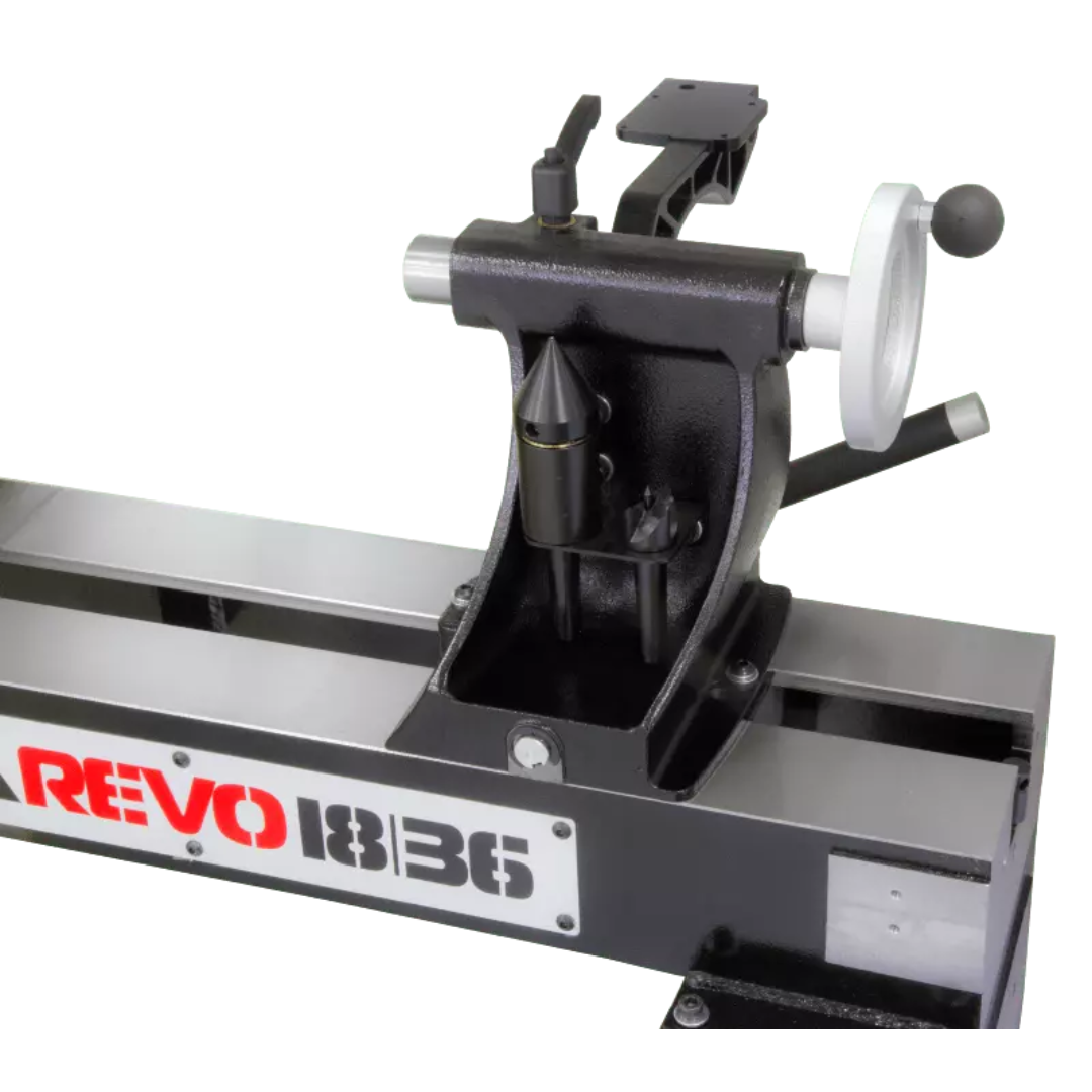 Laguna Revo 18|36 Lathe 220V MLAREVO 1836-220 tailstock and tool rest assembly on precision bed
