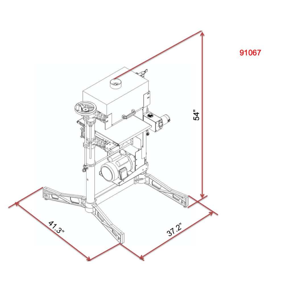Laguna SuperMax 13″ Combination Brush/Drum Sander SUPMX-91067 technical diagram with machine layout and dimensions