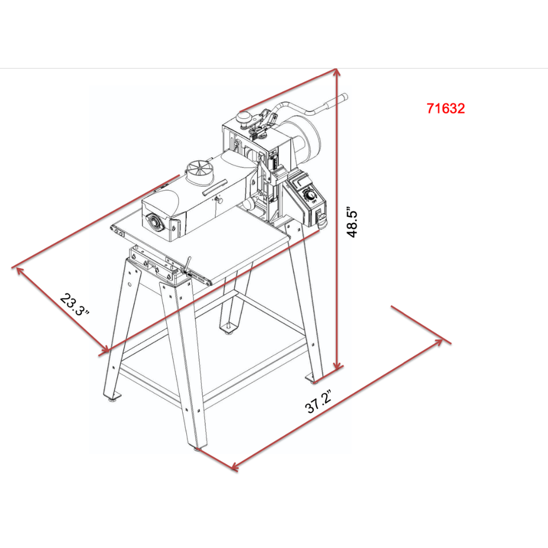Laguna SuperMax 16-32 Drum Sander SUPMX-71632 technical diagram with dimensions and machine layout