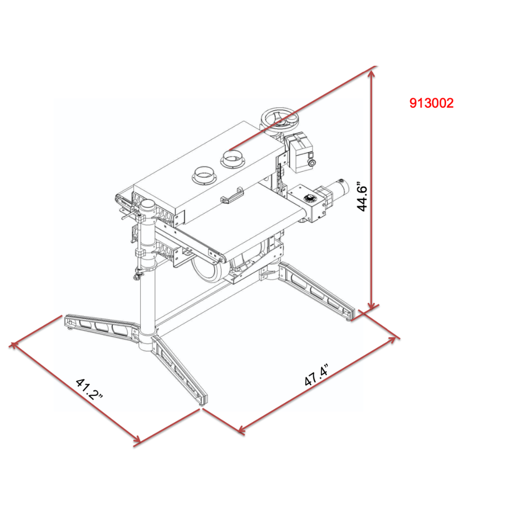 Laguna SuperMax 25×2 Double Drum Sander SUPMX-913002 technical diagram showing machine dimensions and layout
