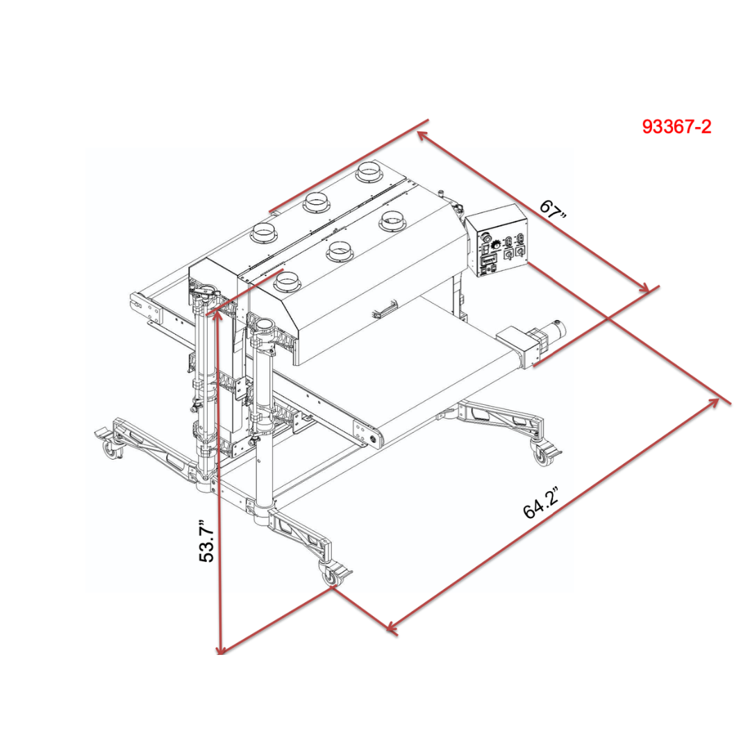 Laguna SuperMax SuperBrush Double Brush Sander technical diagram showing machine dimensions and layout