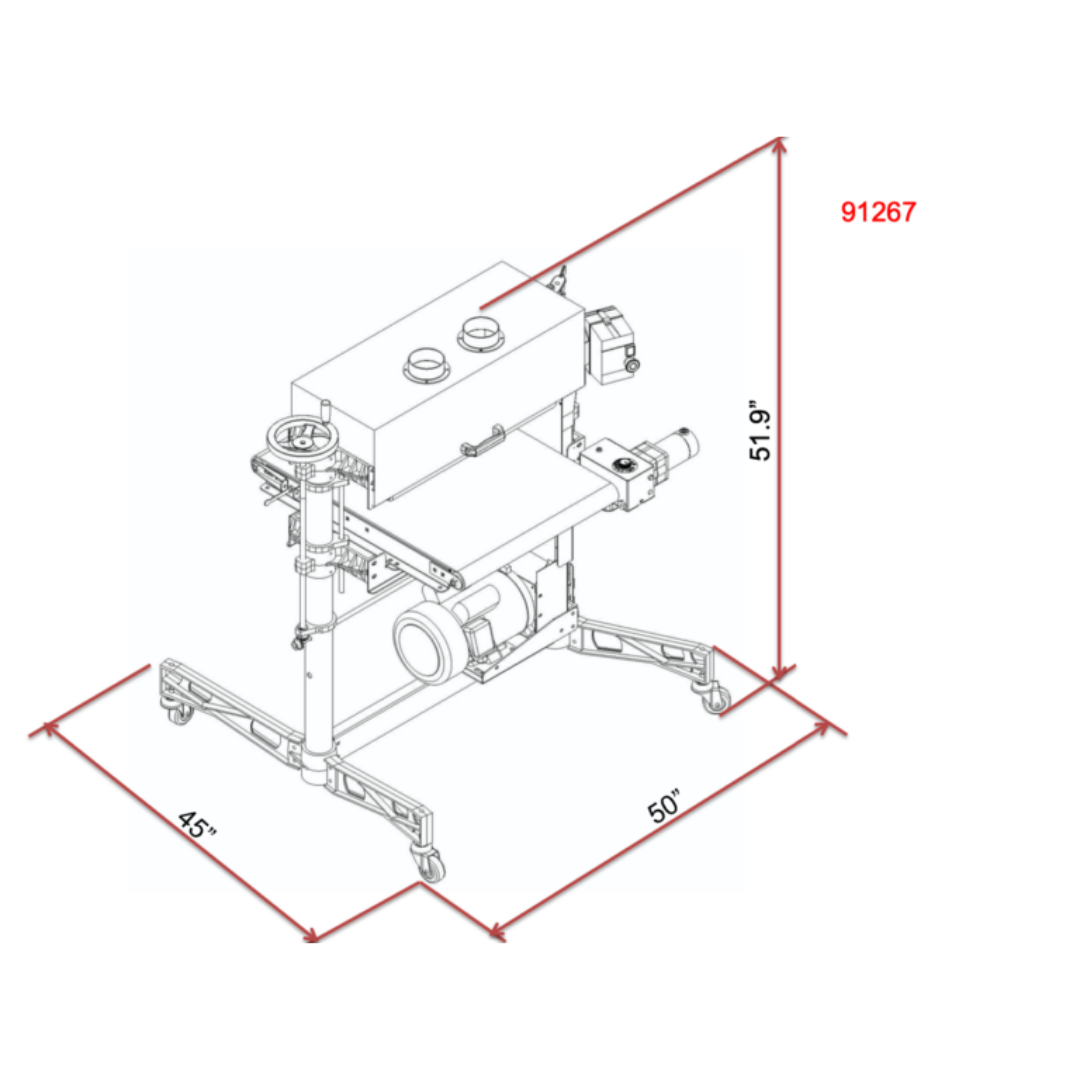 Laguna SuperMax SuperBrush Single Brush Sander exploded technical drawing with measurements