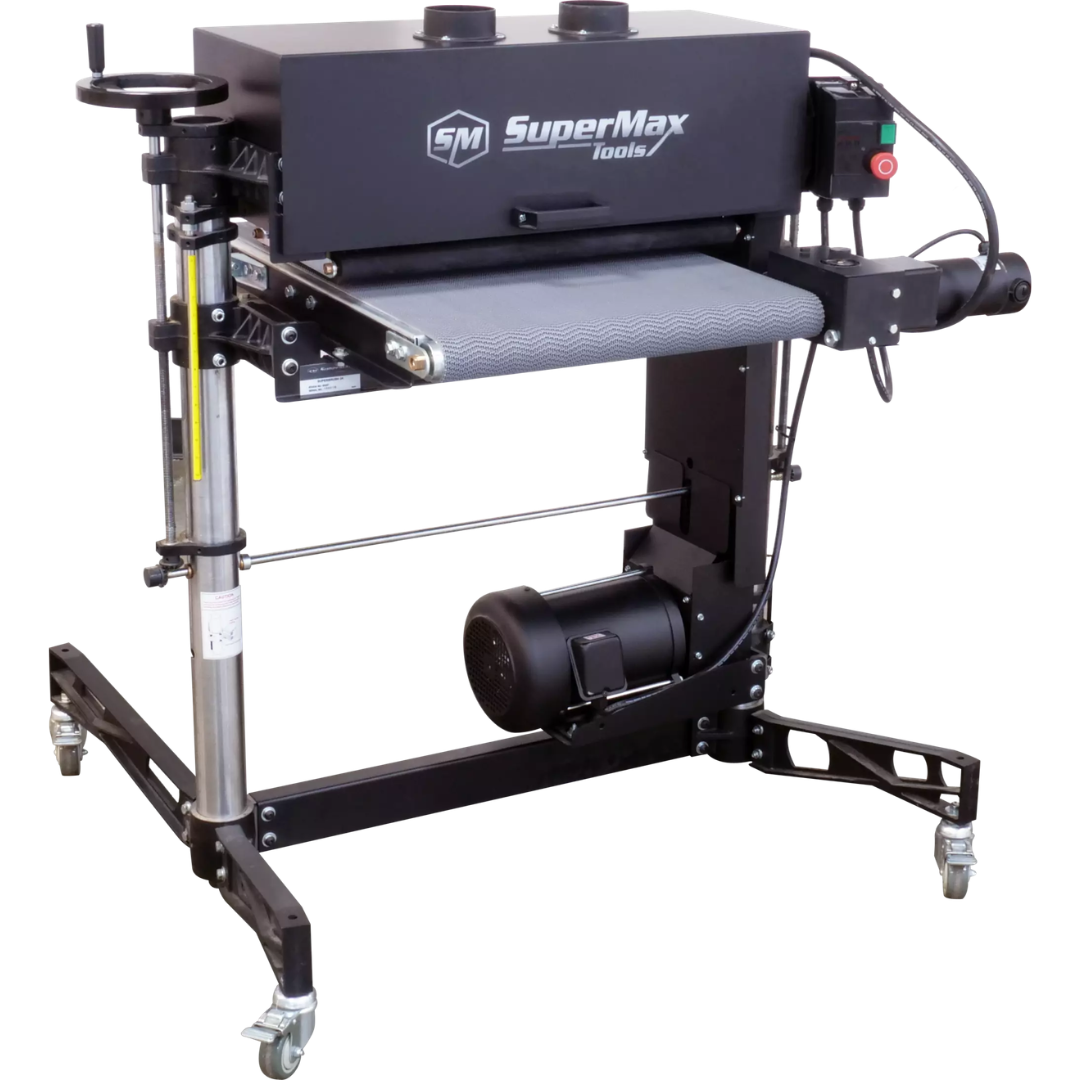 Laguna SuperMax SuperBrush Single Brush Sander full machine front view with stand and motor assembly