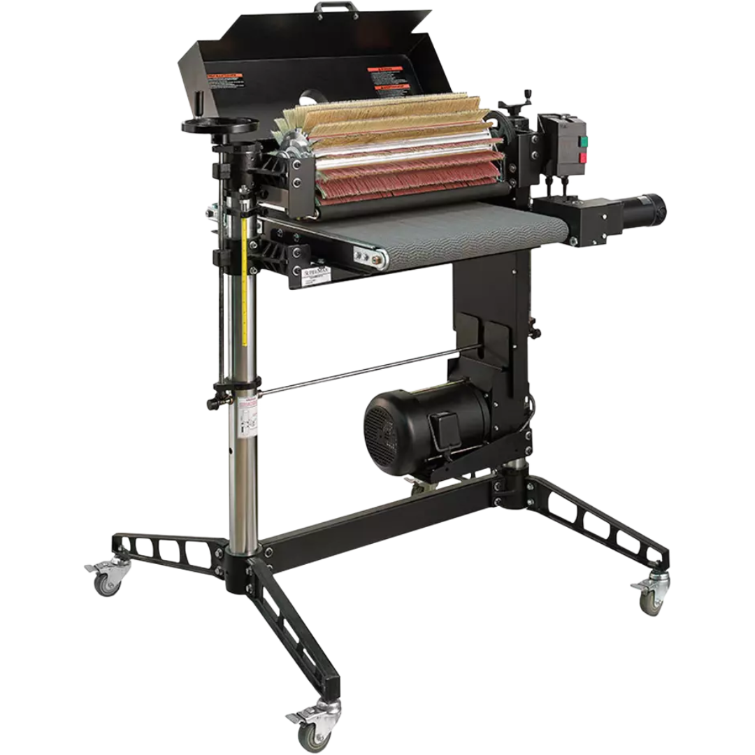 Laguna SuperMax SuperBrush Single Brush Sander side view highlighting adjustable sanding drum and frame