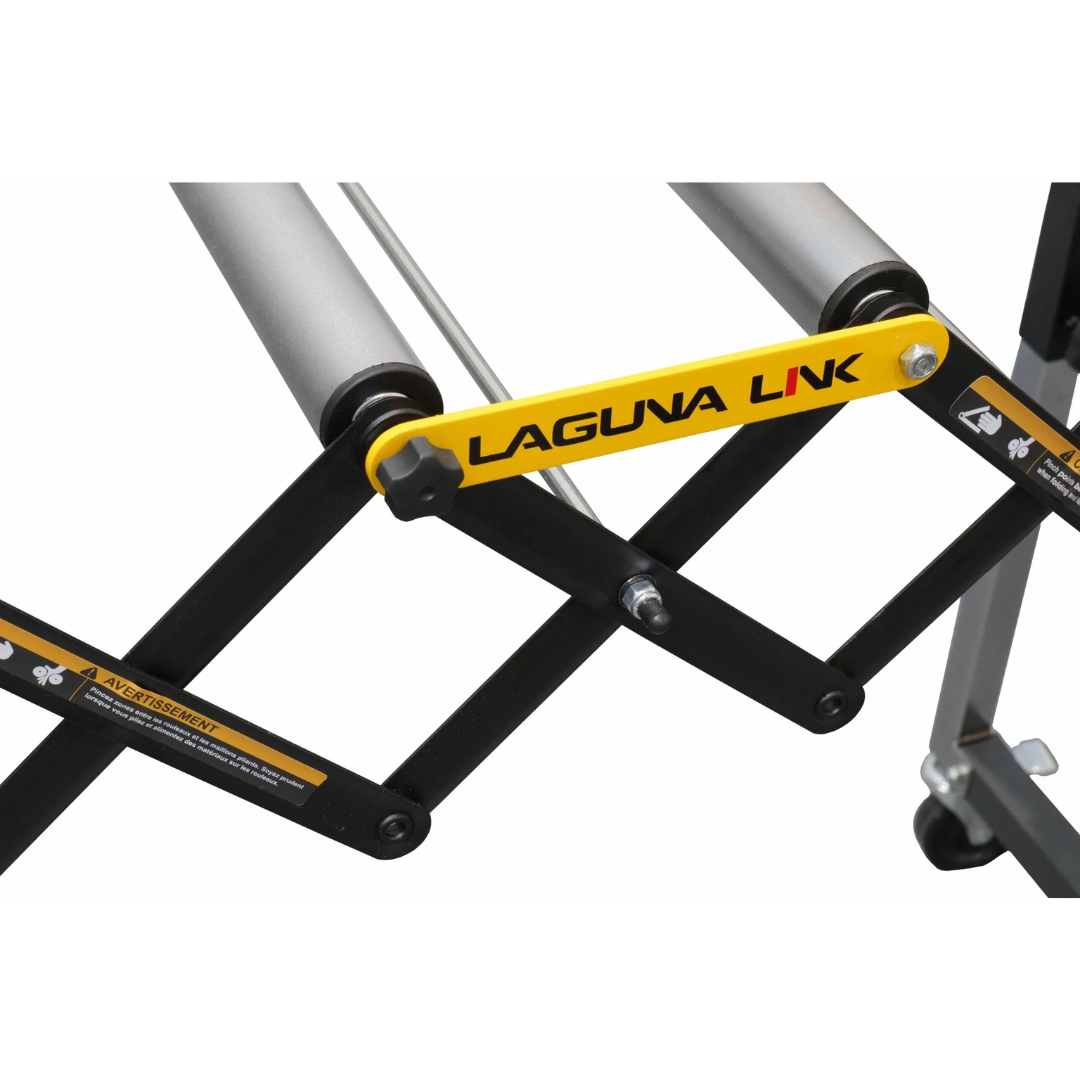 Laguna XP|14 14″ Flexible Roller Conveyor Table XP1401 angled view showing flexible expansion mechanism and support structure