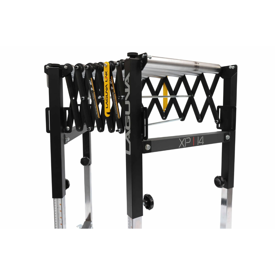 Laguna XP|14 14″ Flexible Roller Conveyor Table XP1401 folded configuration for compact storage and transport